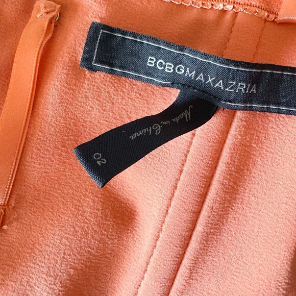 BCBG Maxazria V-Neck Halter Gown Orange Women’s Size 2 GUC - Picture 2 of 6